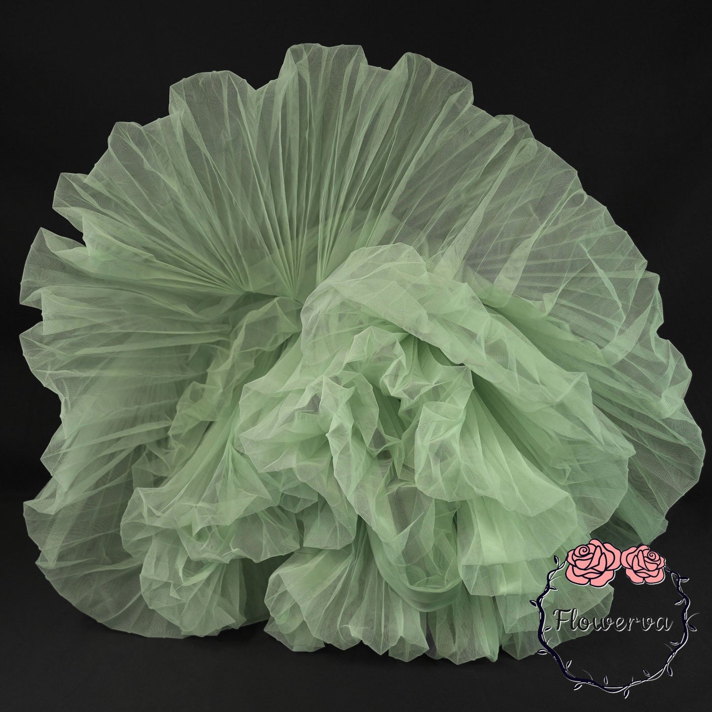 Grand tissu froissé en organza plissé vert clair 6324