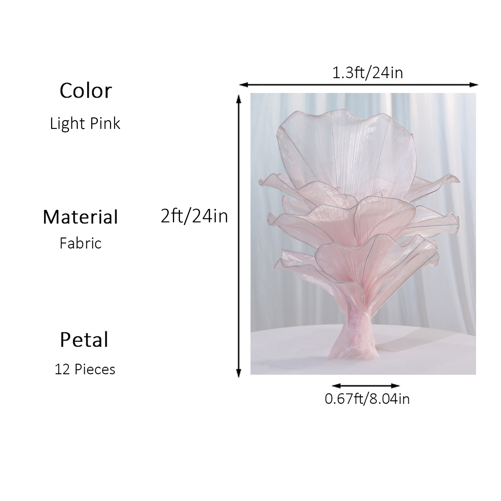 Flowerva Light Pink Table Flower Wedding Decoration (With Base)