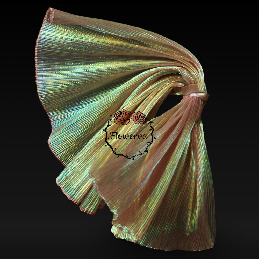 Tissu Organza plissé à Texture sirène ocre doré, décoration de mariage, conception de robe de mariée