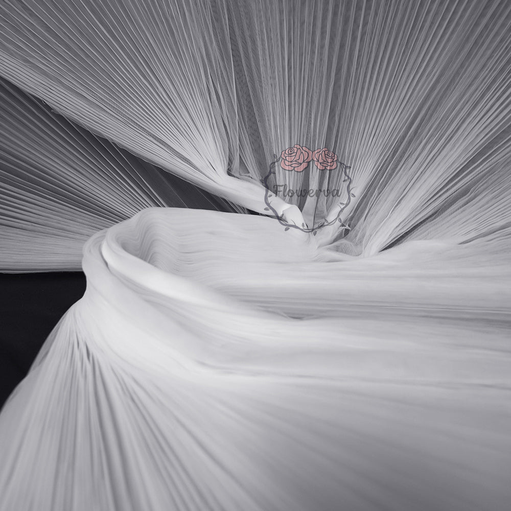 Grand tissu froissé en organza plissé blanc 6324