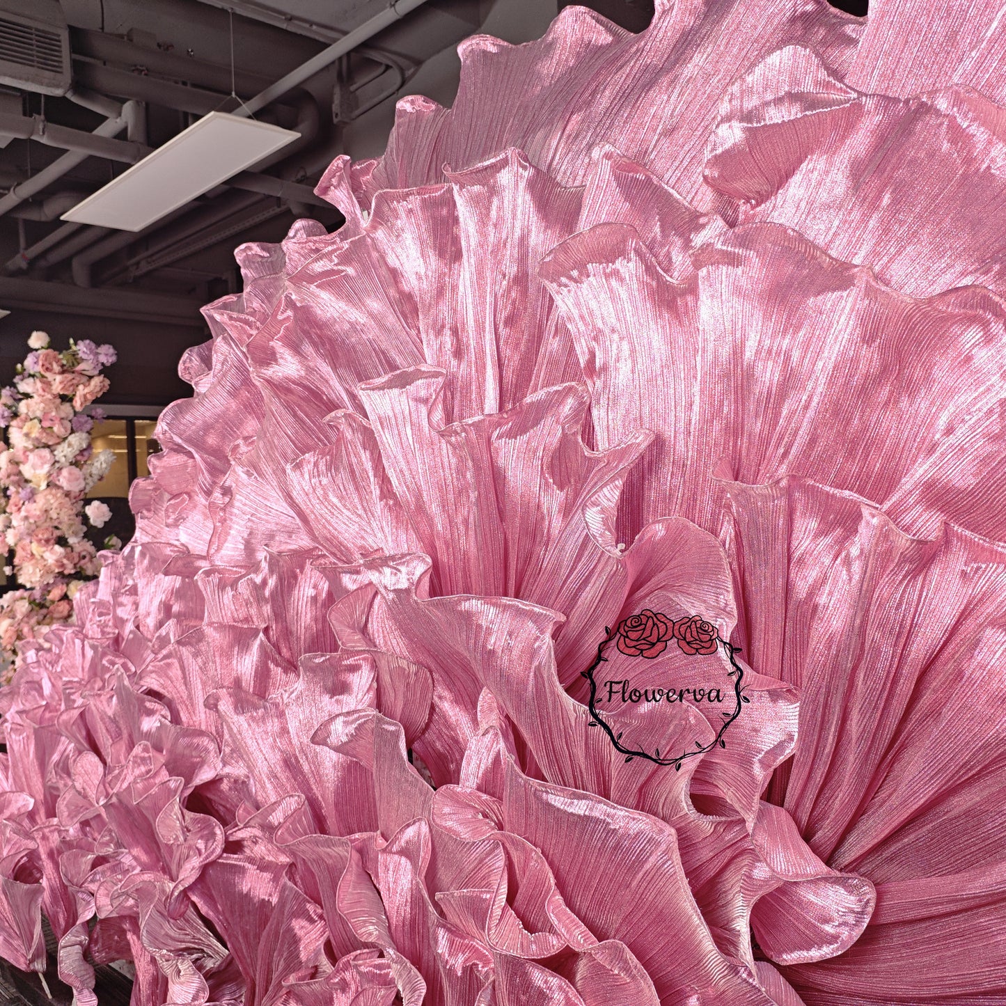 Flowerva Giant Crystal Pink Petal Wave Wedding Party Decoration