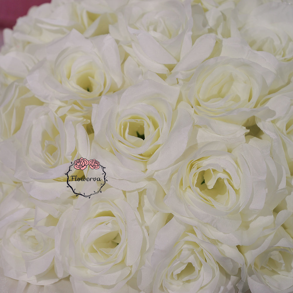 Flowerva 70/60/50/40/30cm White Rose Floral Ball Wedding Party Banquet Table Centerpieces