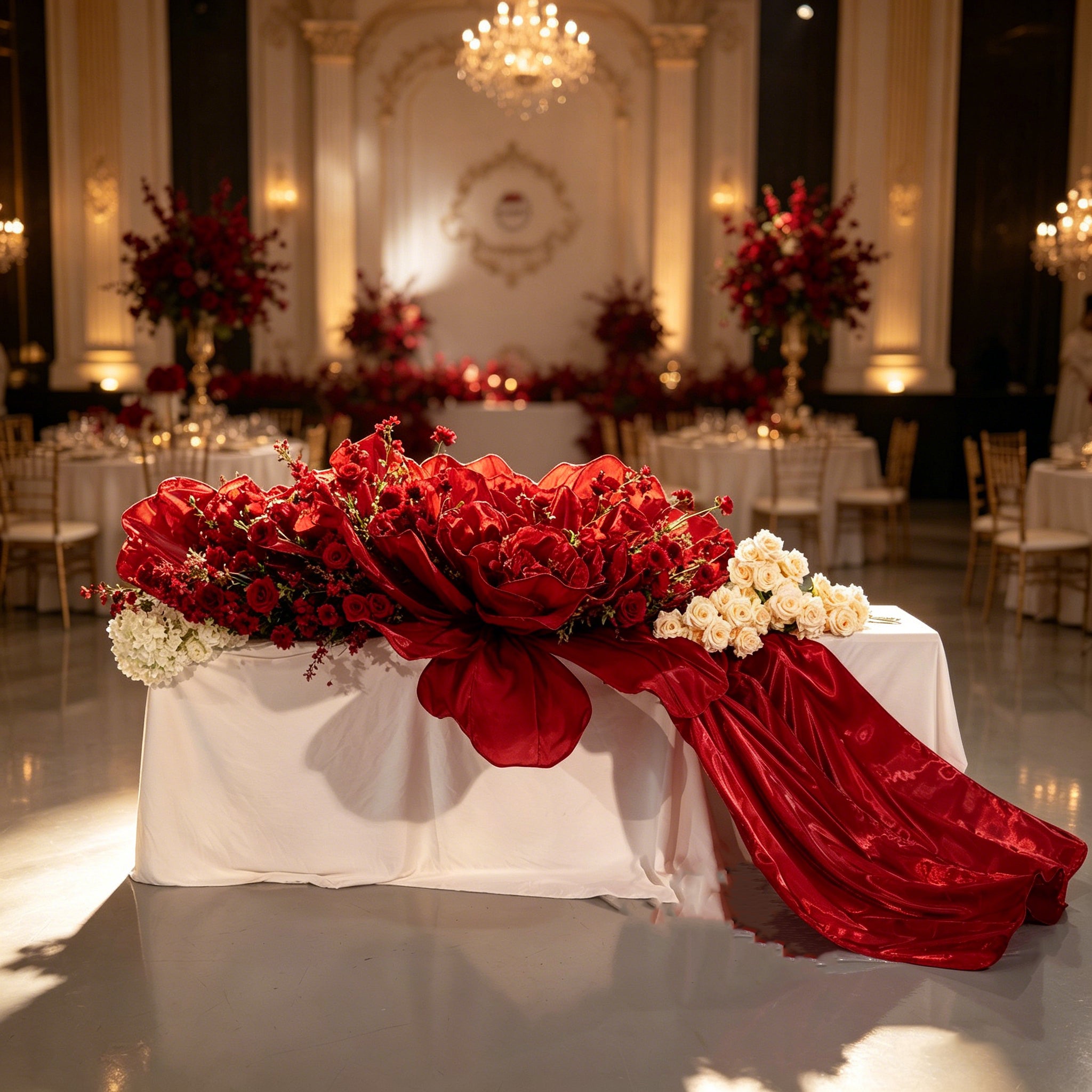 Flowerva Grand Scarlet Ruby Cascade Fabric Decor