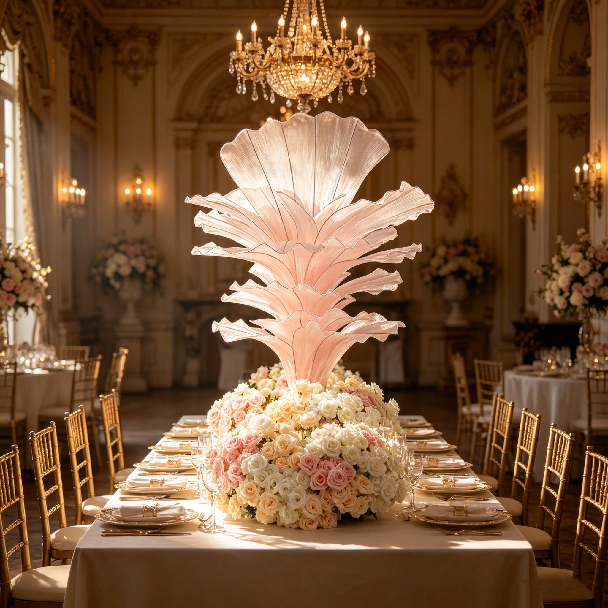 Flowerva Light Pink Table Flower Wedding Decoration (With Base)