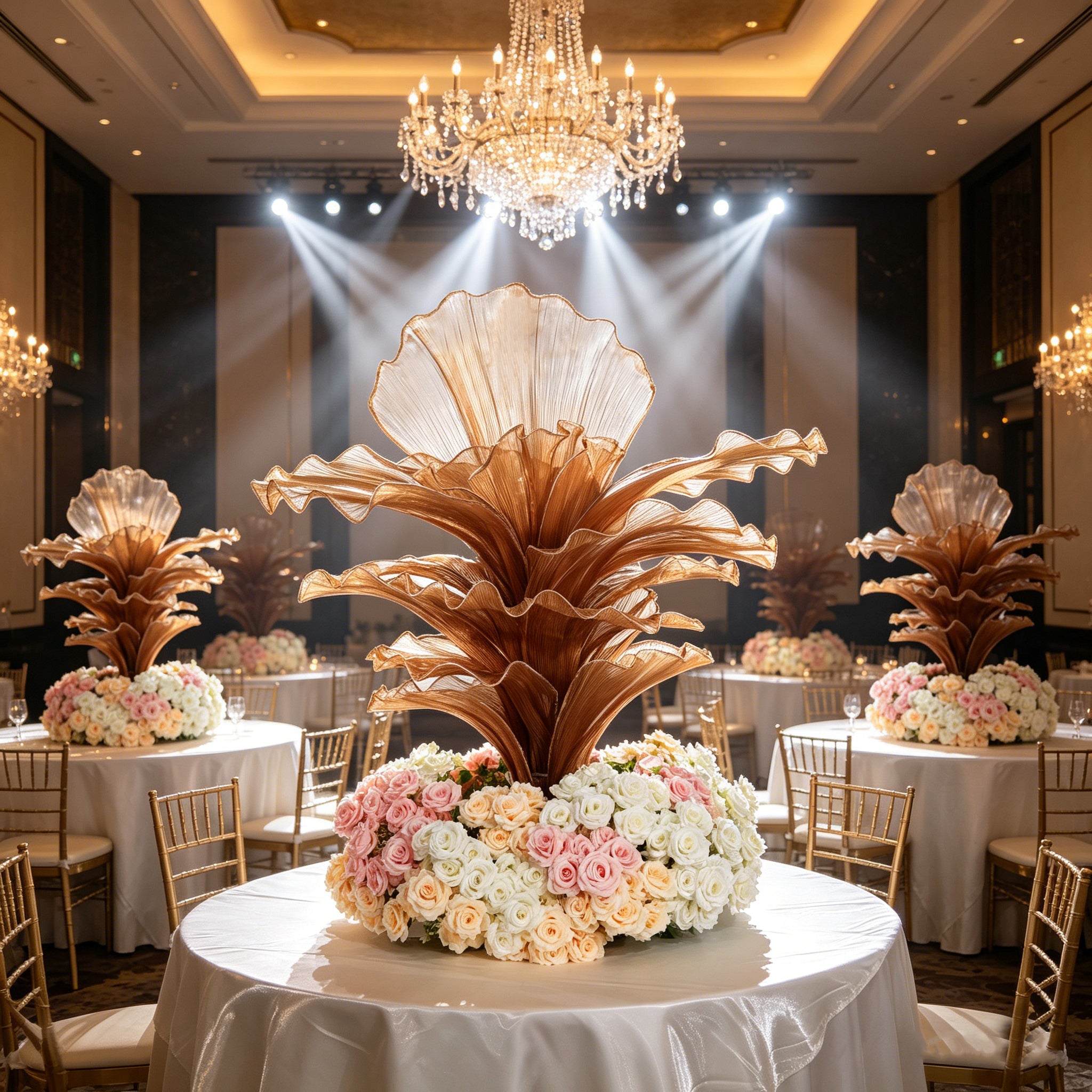 Flowerva Brown Table Flower Wedding Decoration (With Base)