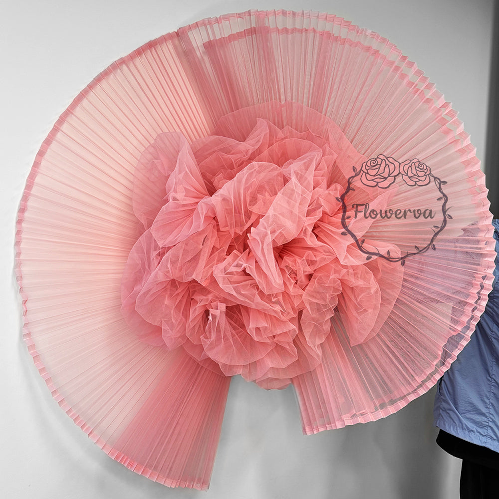 Flowerva Pink Great Pleated Organza Crinkle Fabric 6324