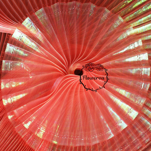 Flowerva Red Mermaid Texture Pleated Phantom Glitter Yarn Wedding Stage Decoration Fabric