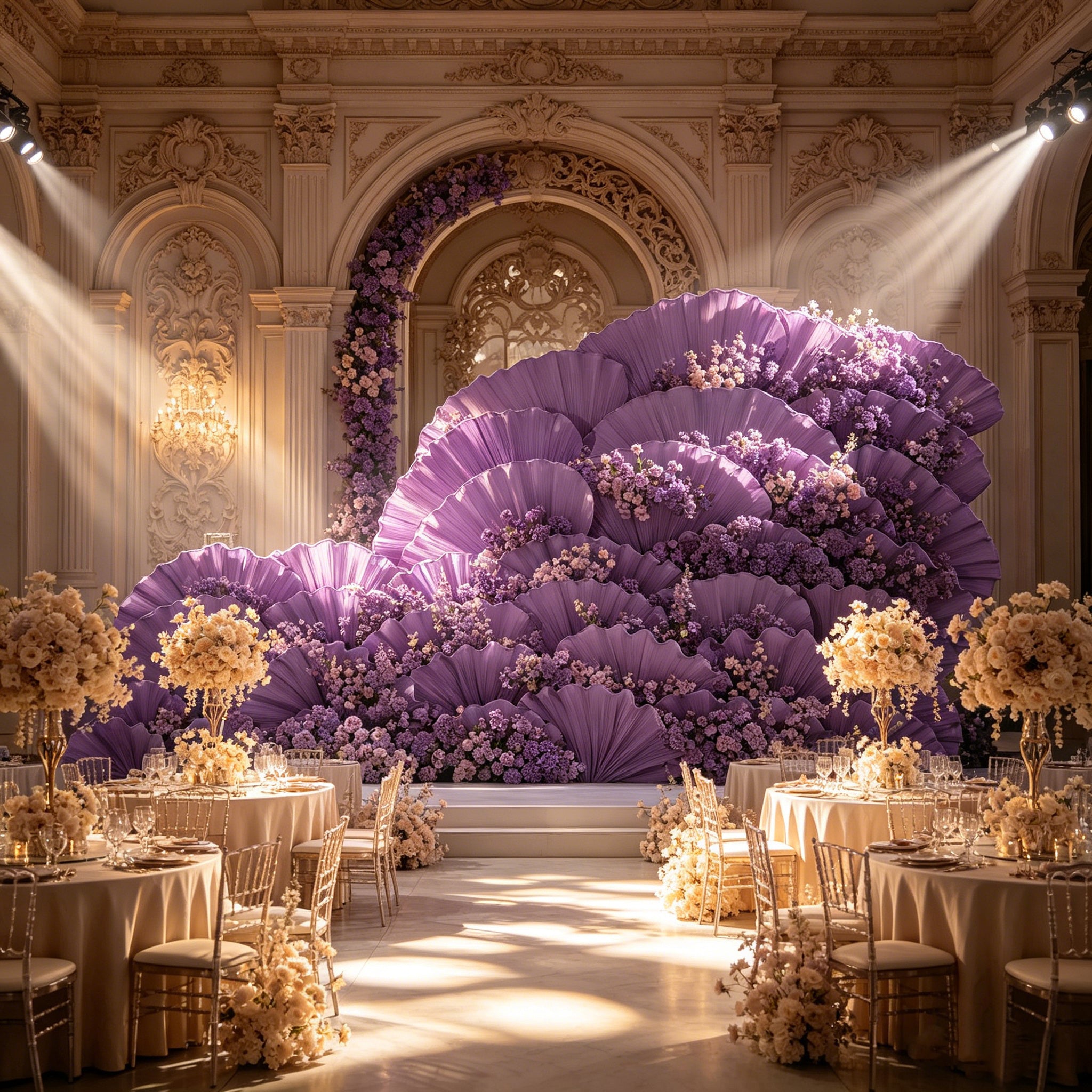 Flowerva Giant Crystal Purple Petal Wave Wedding Party Decoration