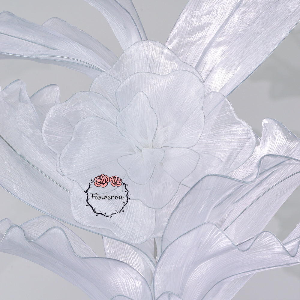 Flowerva White Serenity Floral Heart Sheer Texture Table Flower