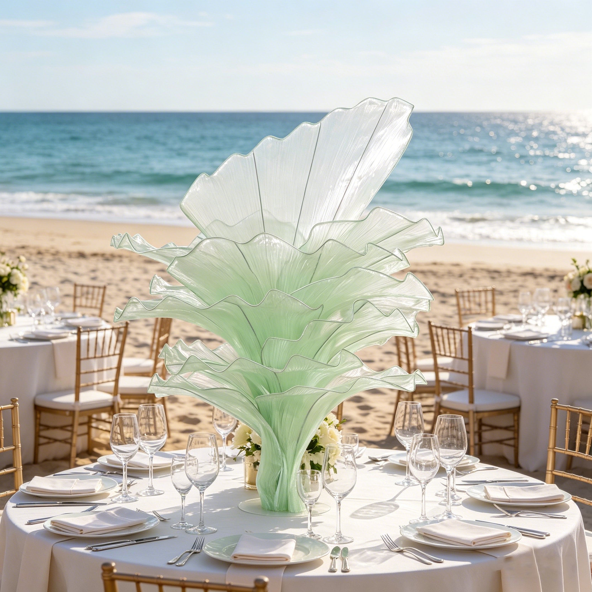 Flowerva Light Green Table Flower Wedding Decoration (With Base)
