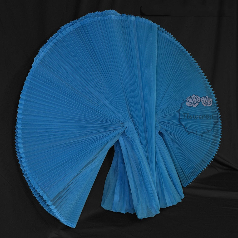 Tissu froissé en organza plissé bleu lac 6324