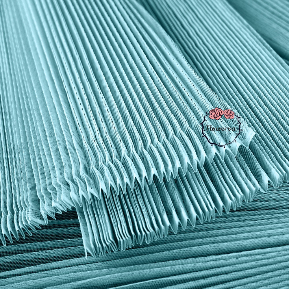 Grand tissu froissé en organza plissé bleu vif 6324