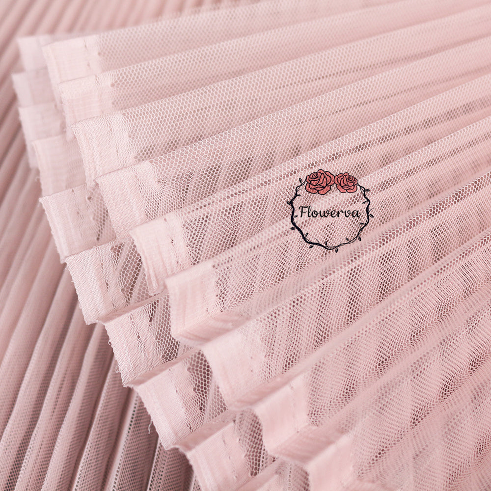 Flowerva Grayish Pink Great Pleated Organza Crinkle Fabric 6324