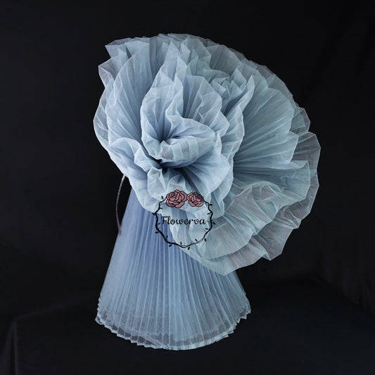 Flowerva Grayish Blue Great Pleated Organza Crinkle Fabric 6324