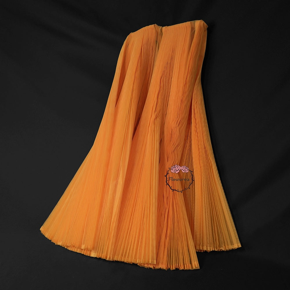 Grand tissu froissé en organza plissé orange 6324