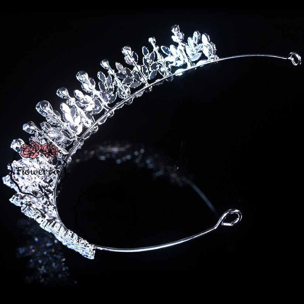 Flowerva Light Luxury Zircon Crown Exquisite Bridal Wedding Tiara