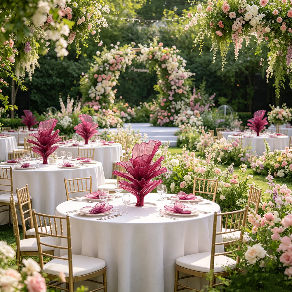 Flowerva Wine red Table Flower Wedding Decoration (With Base)