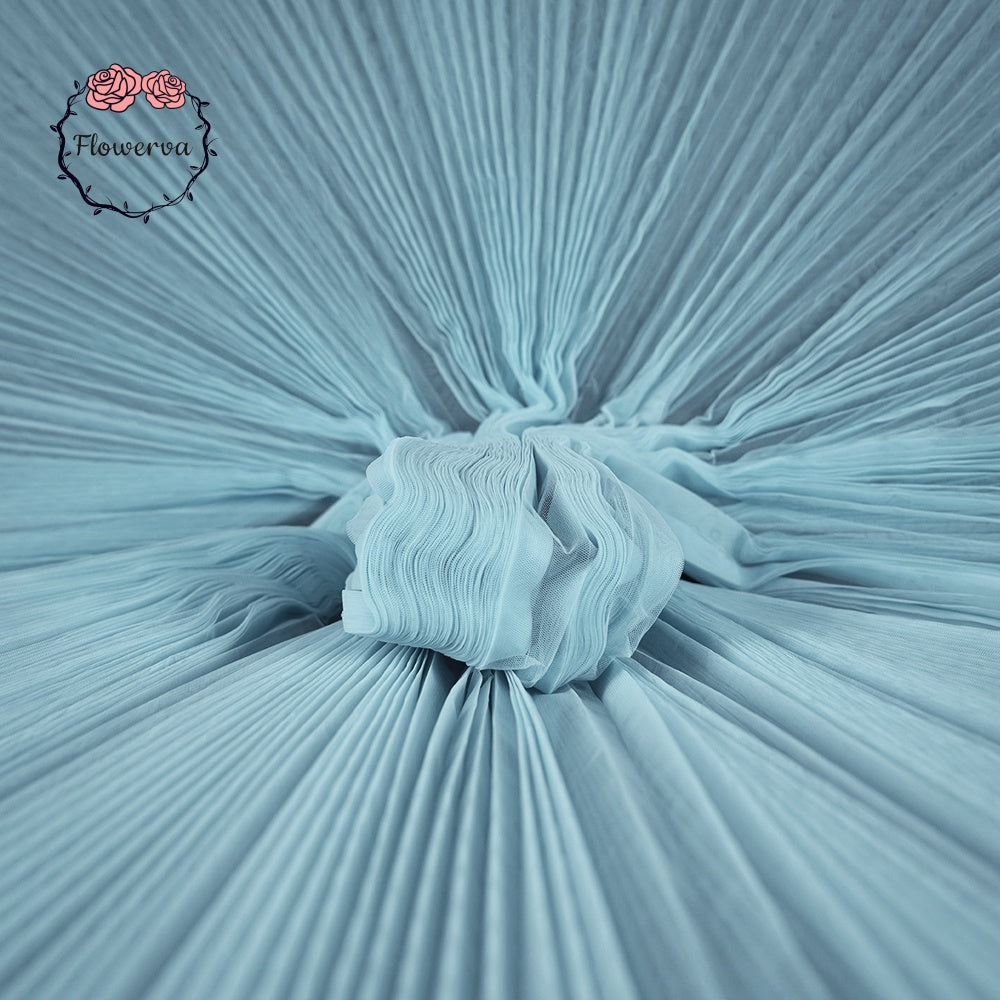 Grand tissu froissé en organza plissé bleu ciel clair 6324