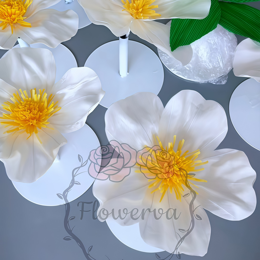 Flowerva Elegant Sunflower White Silk Flower Making Kit (Including Video Instructions)