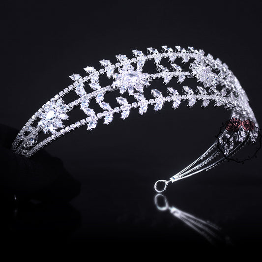 Flowerva Sun Snow Diamond Queen Princess Crown Bridal Headband
