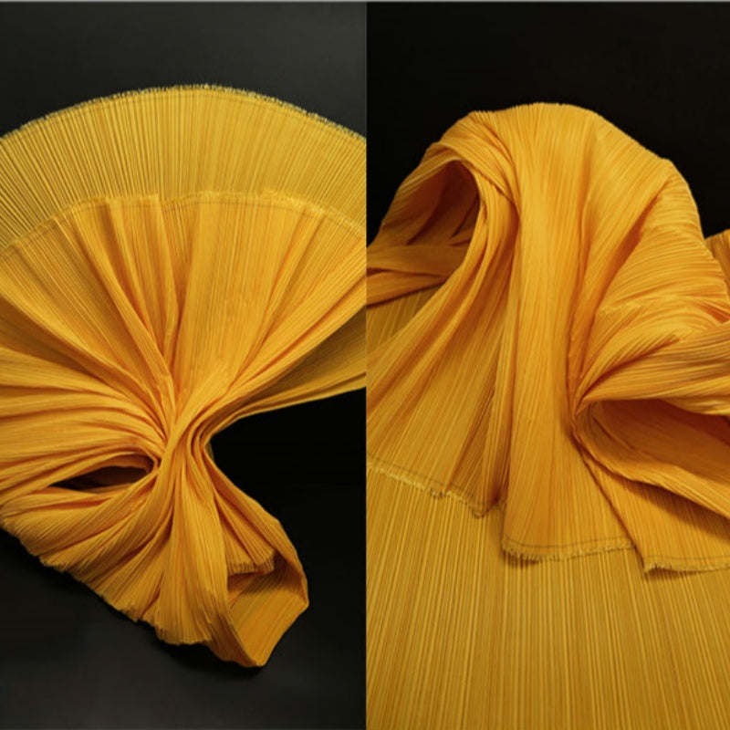 Flowerva Apricot Yellow Flowerva Pleated Decoration Printmaking Fabric