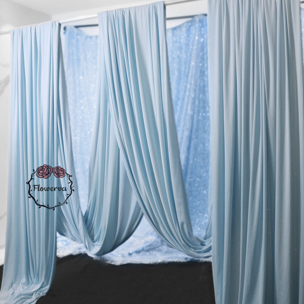 Flowerva Light Blue Milk Silk Elastic Drapery Wedding Scene Decoration