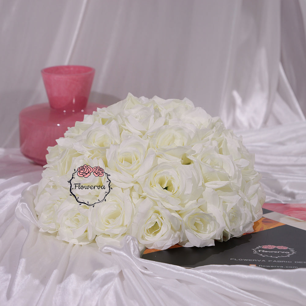 Flowerva 70/60/50/40/30cm White Rose Floral Ball Wedding Party Banquet Table Centerpieces
