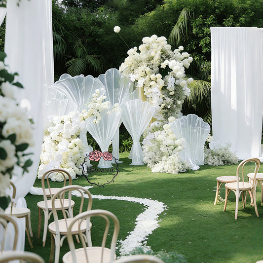 Flowerva Misty White Leaf Installation Wedding Decoration (Without Stand)