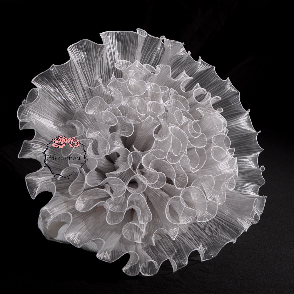 Flowerva Silvery Gray Sheer Ruffled Fabric Decor Flower