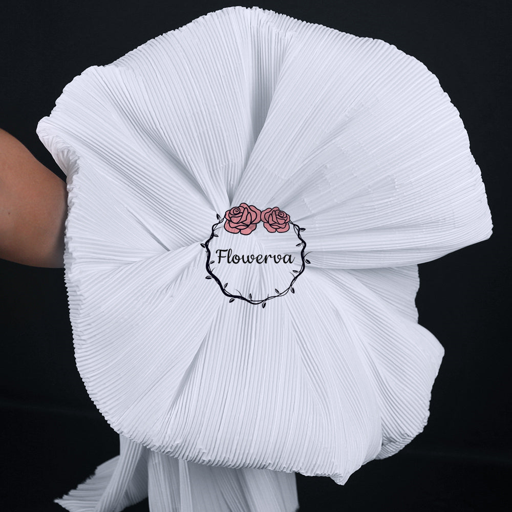 Tissu de gravure de décoration plissé Flowerva blanc
