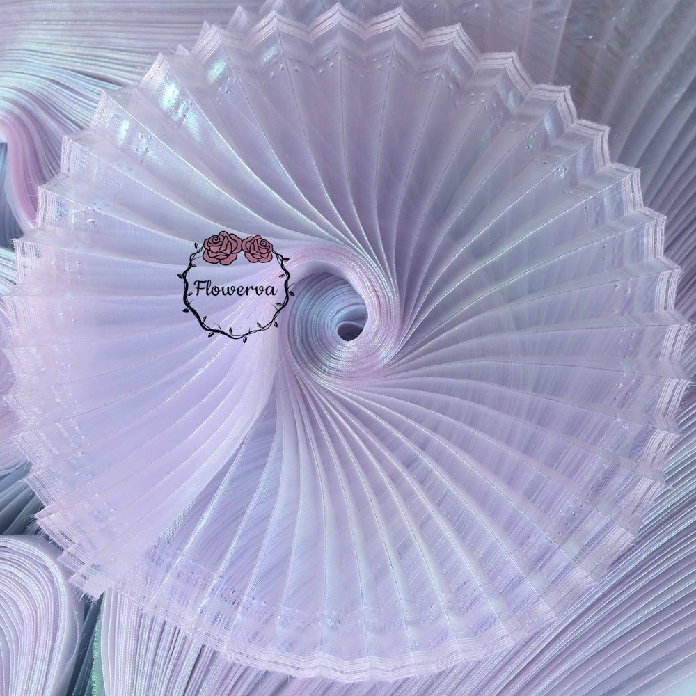 Flowerva Taro White Mermaid Texture Pleated Phantom Glitter Yarn Wedding Stage Decoration Fabric