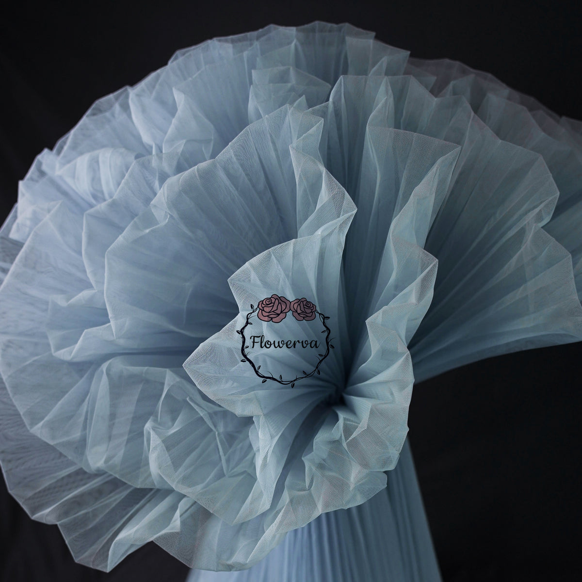 Grand tissu froissé en organza plissé bleu grisâtre 6324
