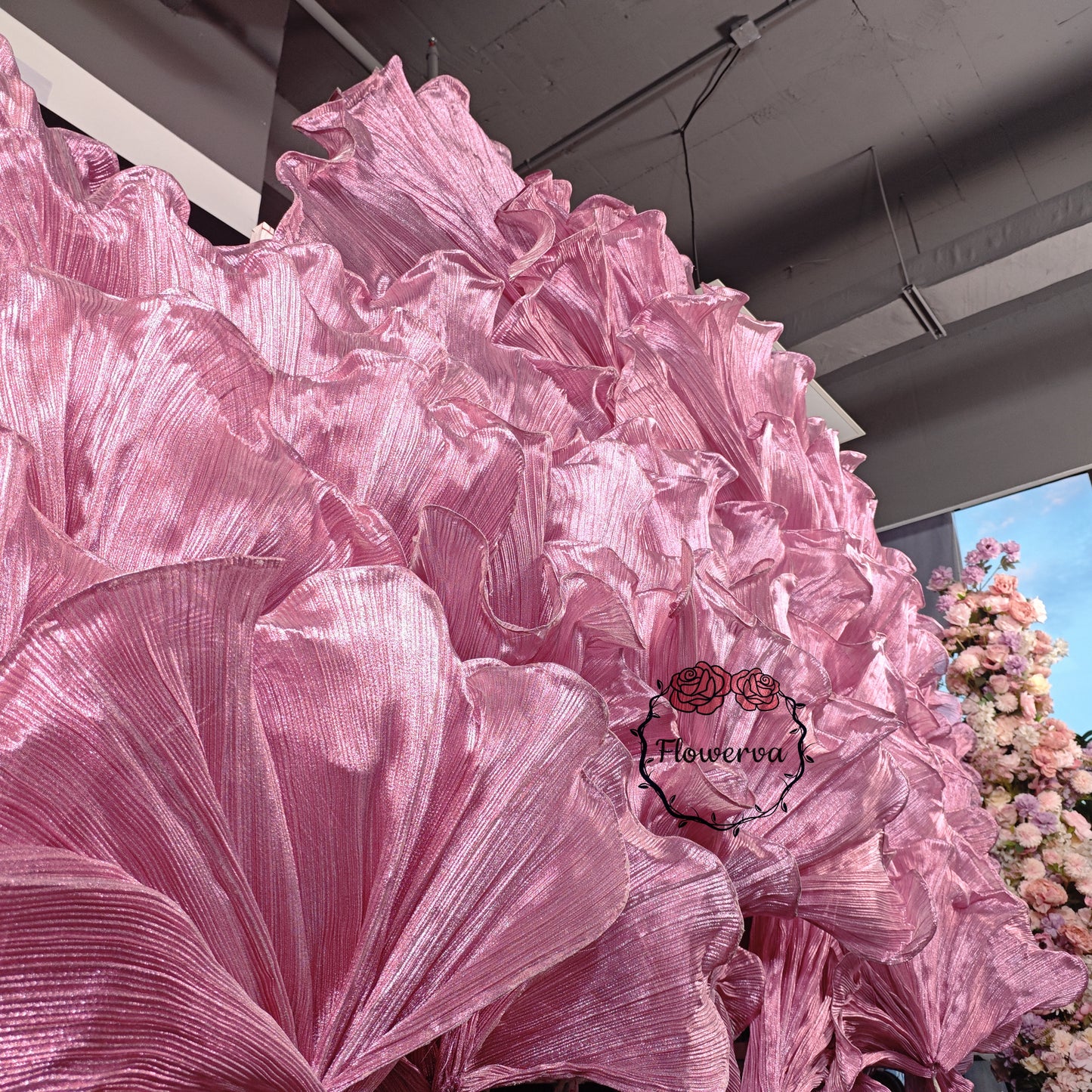 Flowerva Giant Crystal Purple Petal Wave Wedding Party Background Decoration