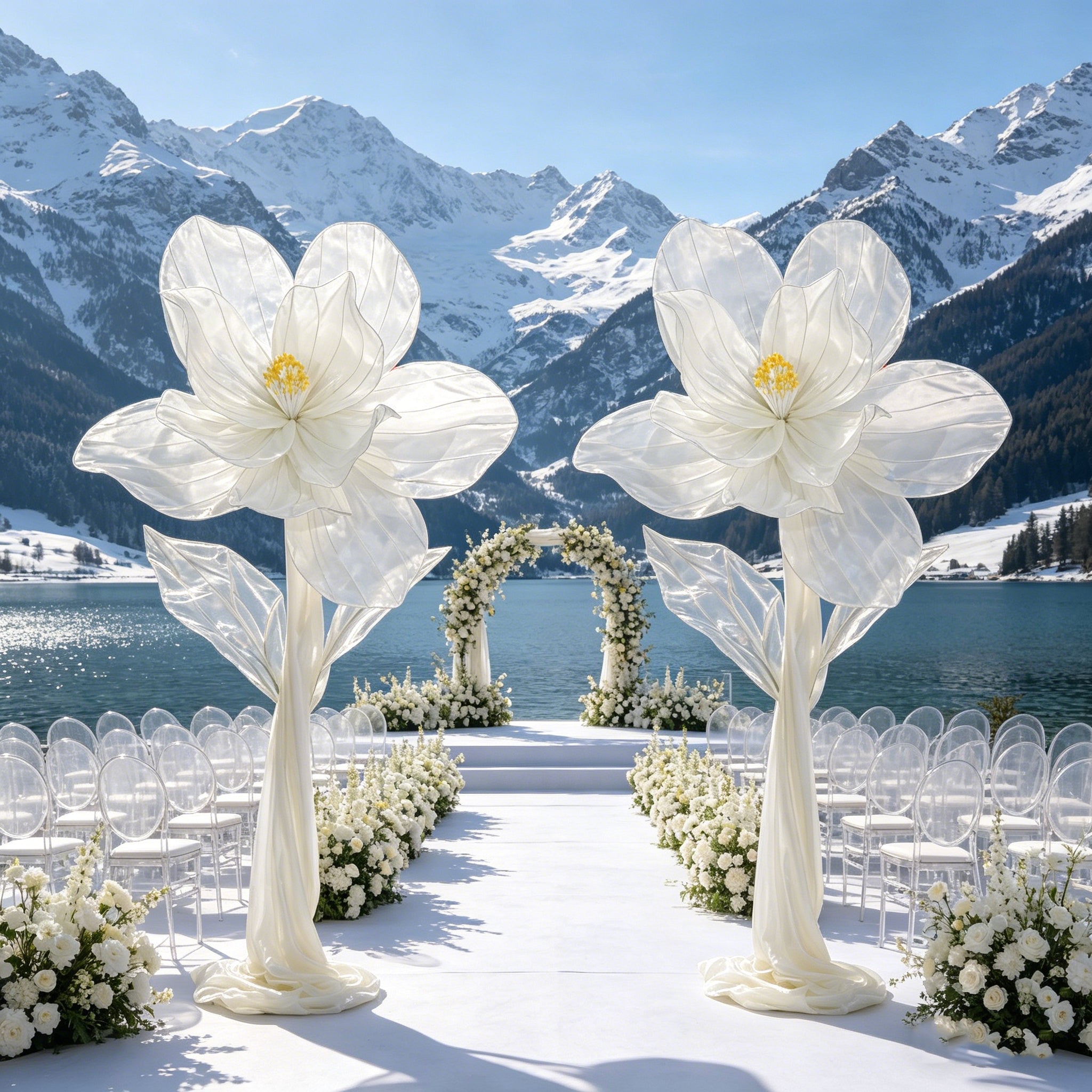 Flowerva Silk Bloom Standing White Luminous Floral Decor