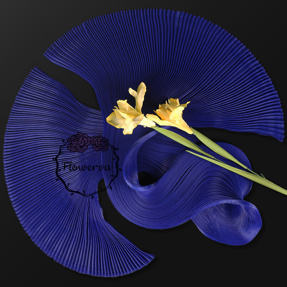 Flowerva Navy Blue Soft Silk Wrinkled Organza Wedding&Stage Styling Decoration Handmade Dress Designer Fabric