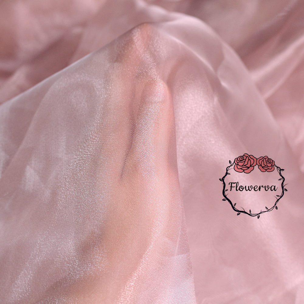 Flowerva DIY Bean Paste Pink Peony Crystal Silk Organza Fabric Table Flower/Wedding Decoration