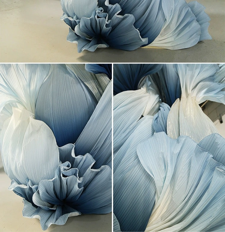 Flowerva Pleated Gradient Color Textured Fabric Handmade DIY Decoration