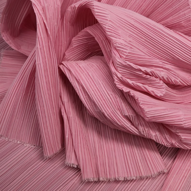 Tissu de gravure de décoration plissé Flowerva rose pêche