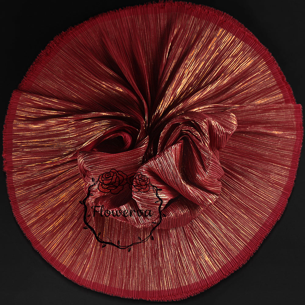 Flowerva Wine Red Hot Gold Stamping Wrinkle Pleating Texture Fabric Wedding Decoration