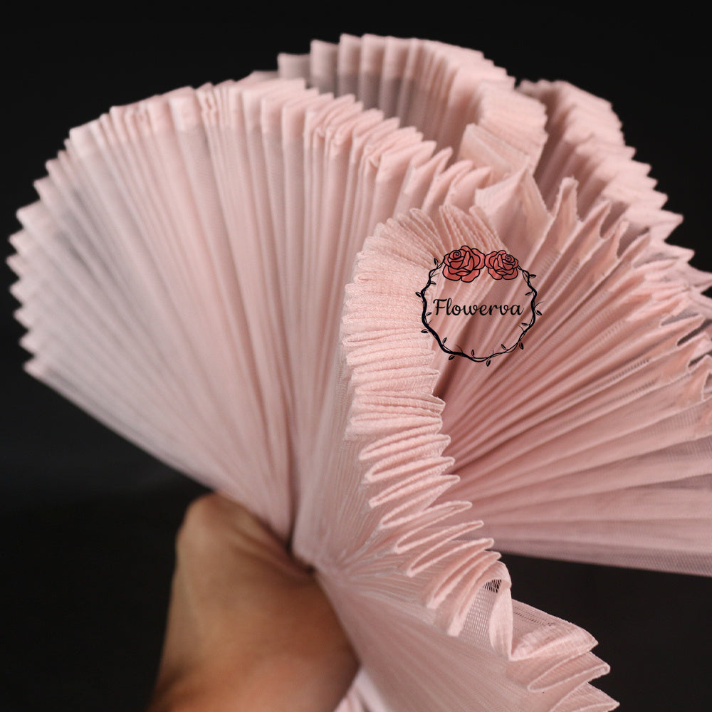 Flowerva Grayish Pink Great Pleated Organza Crinkle Fabric 6324