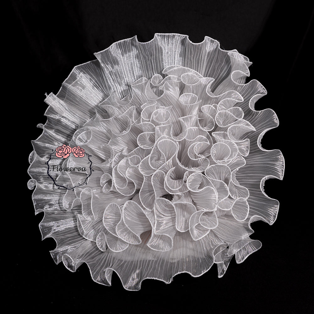 Flowerva Silvery Gray Sheer Ruffled Fabric Decor Flower