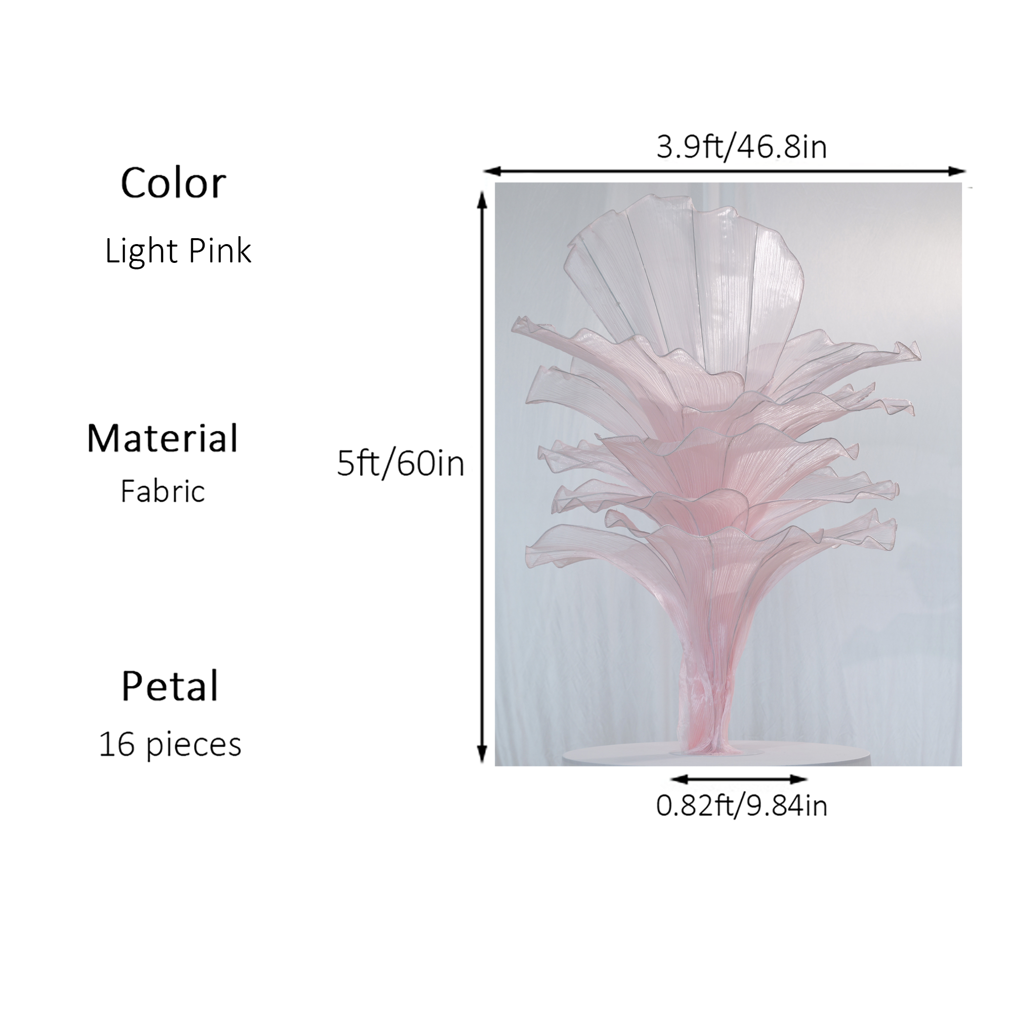 Flowerva Light Pink Table Flower Wedding Decoration (With Base)