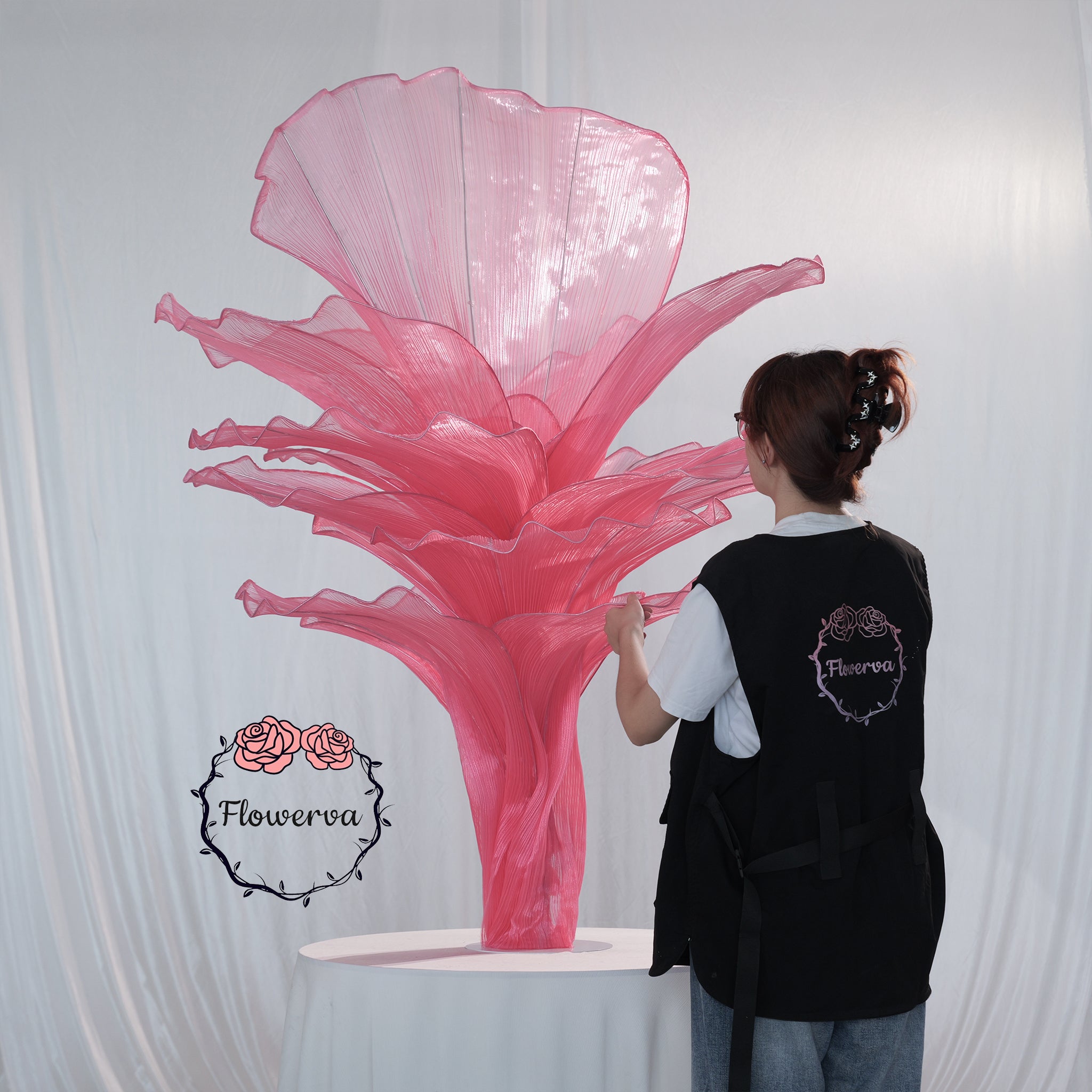 Flowerva Rose Red Table Flower Wedding Decoration (With Base)