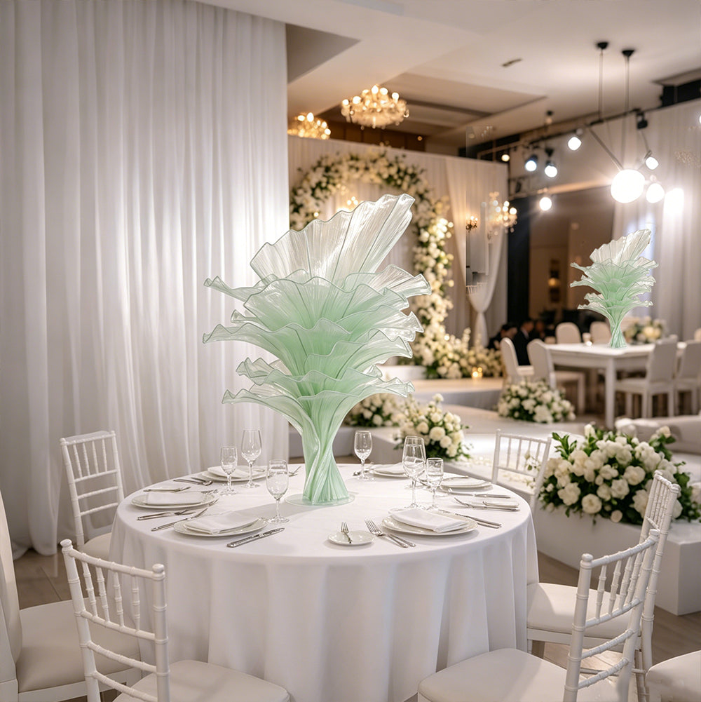 Flowerva Light Green Table Flower Wedding Decoration (With Base)