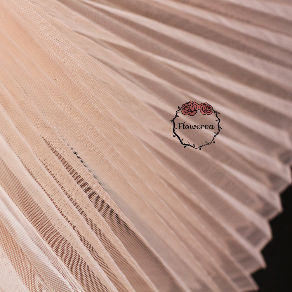 Flowerva Beige Pink Great Pleated Organza Crinkle Fabric 6324