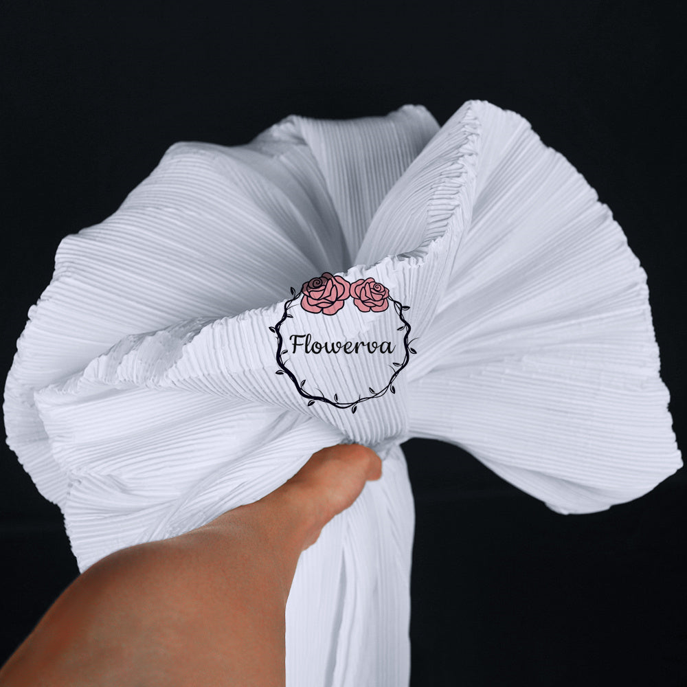 Tissu de gravure de décoration plissé Flowerva blanc