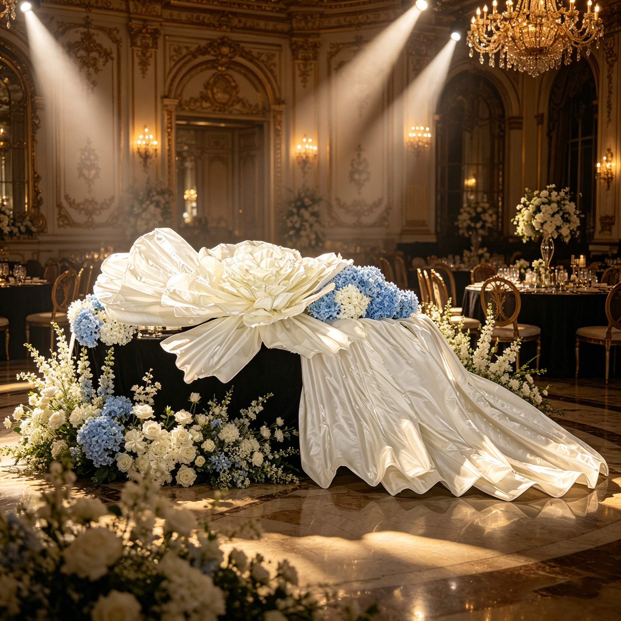 Flowerva Opulent Satin Atelier Installation Wedding Decor