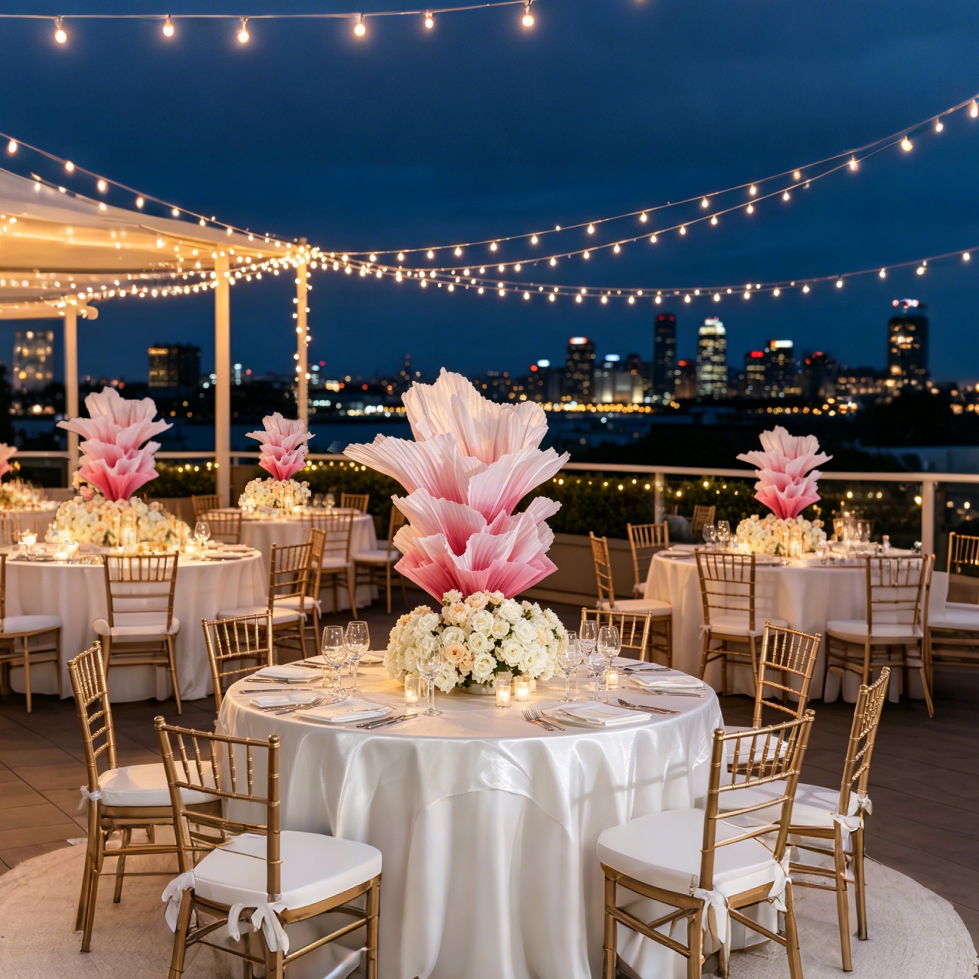 Flowerva "Romantic Light" Table Flower Wedding Decoration/Home Decor