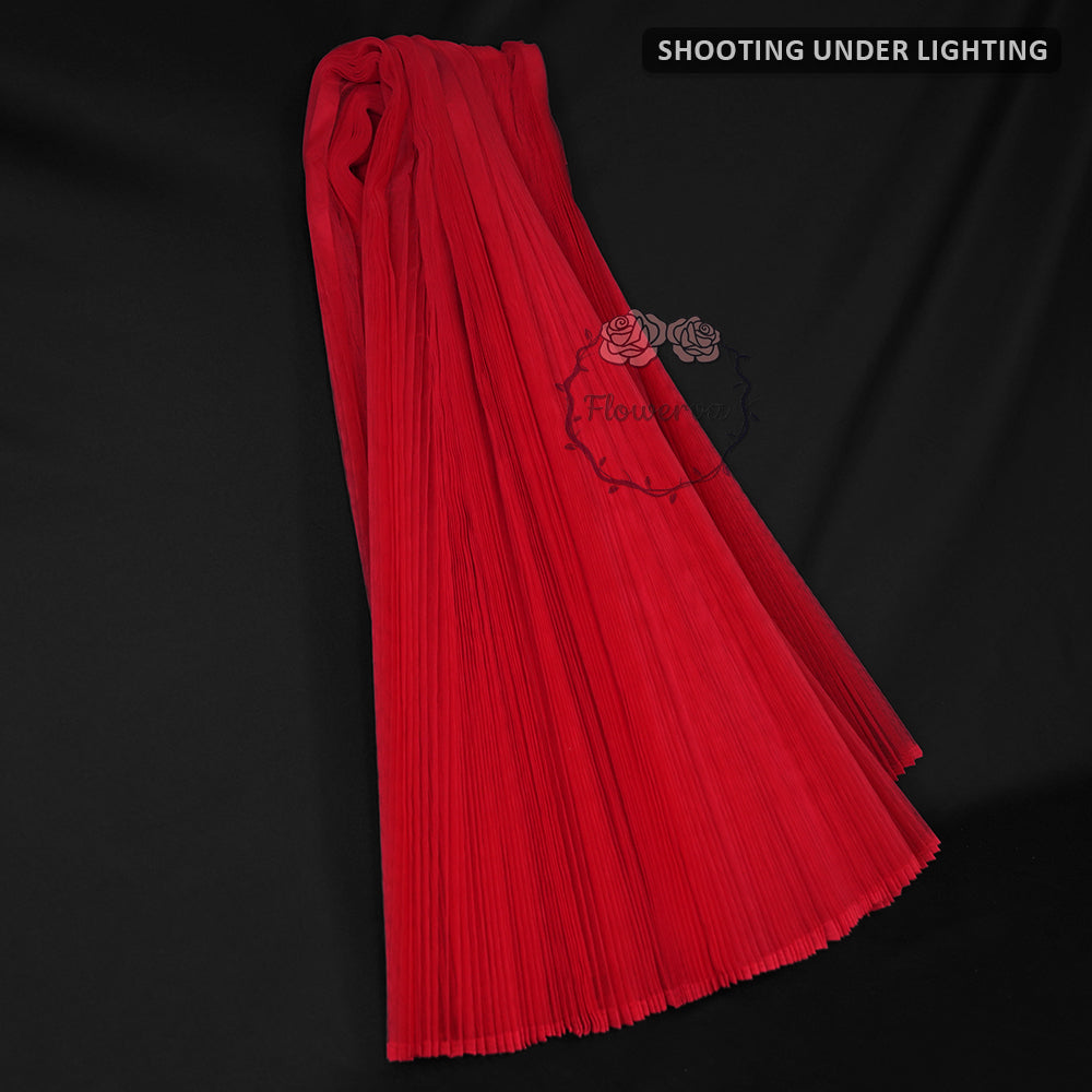 Grand tissu froissé en organza plissé grand rouge 6324