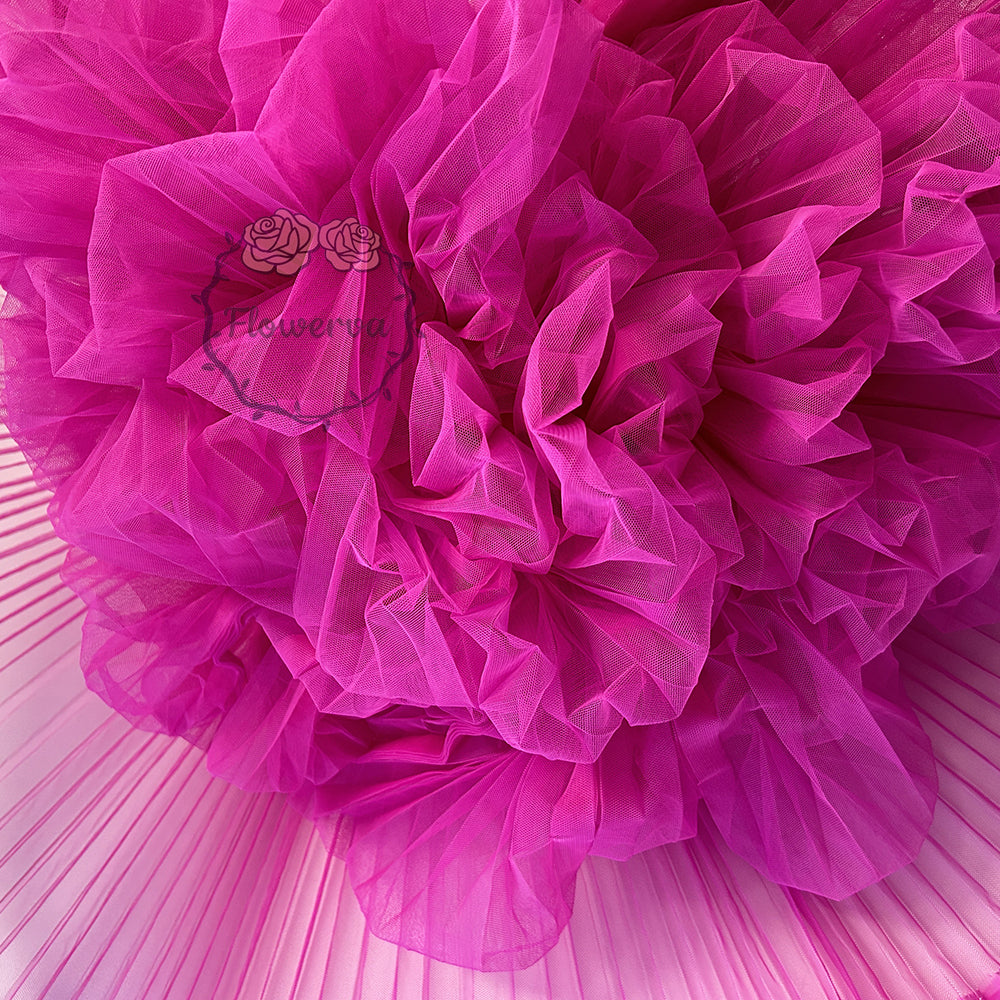 Grand tissu froissé en organza plissé magenta 6324